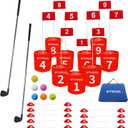 Container Golf Yard Games 9 Hole Bundle - Outdoor Golf Games for All Ages.Play Outdoors, Yards, Beach, Park, Backyard. Includes 2 Right-Handed Clubs