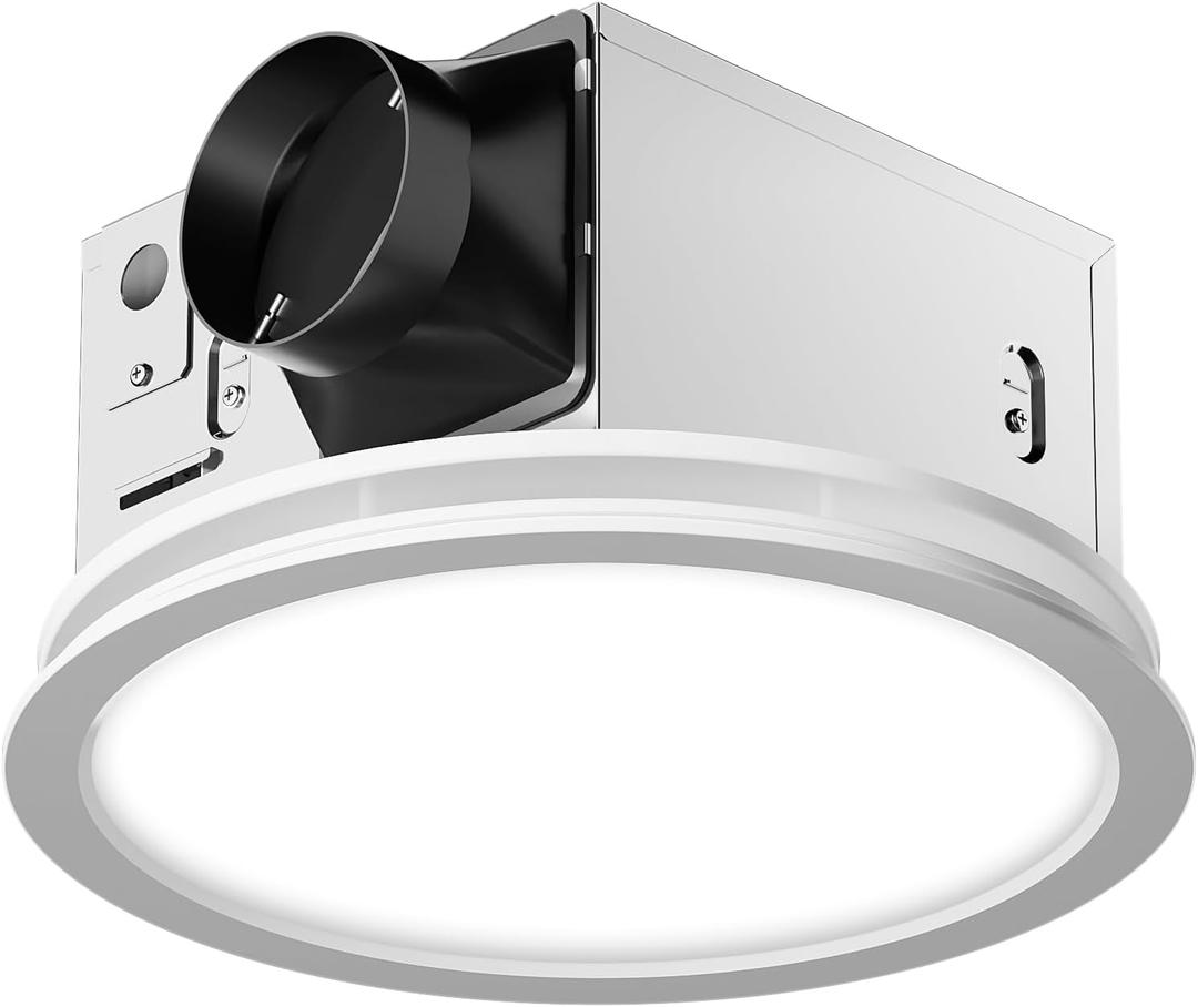 Fitop Bathroom Exhaust Fan with Light,130 CFM 47W Ceiling Mount Shower Ventilation Exhaust Fan, 1.5Sones Bathroom Vent Fan with Light, Fan 1100LM LED Light 3000K/4000K/5000K