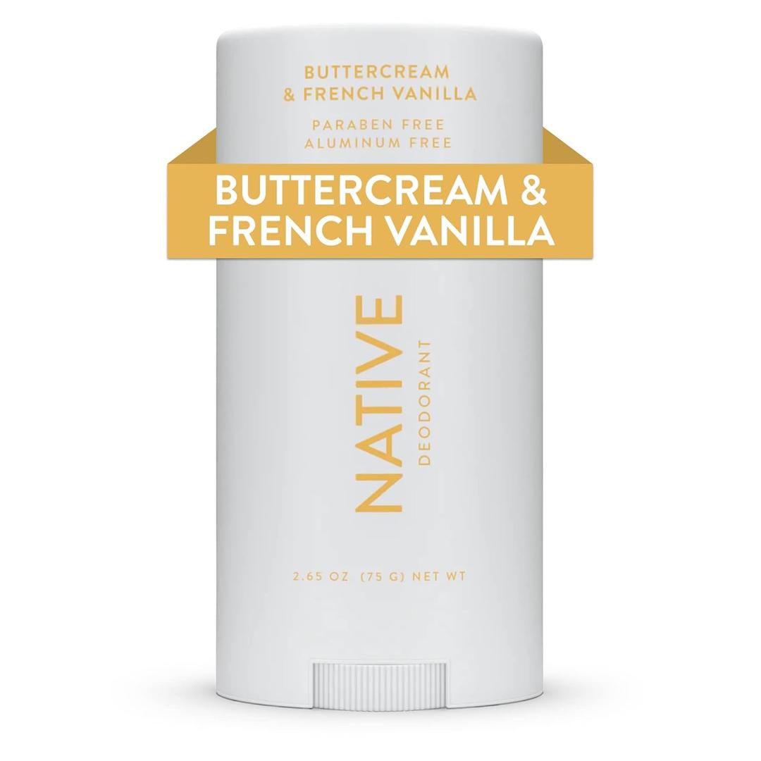 Native Aluminum-Free Clean Deodorant with Natural Derived Ingredients, 72HR odor control | Deodorant for Women and Men | Baking Soda, Coconut Oil, Shea Butter | Buttercream & Vanilla