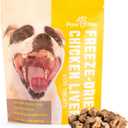 Freeze Dried Dog Treats - Cage-Free Chicken Liver - Dog Food Dry Snacks - with Protein & Omega 3s - for All Breeds & Sizes - No Artificial Flavors & Dyes, No Preservatives - 1 Pouch, 4 oz