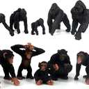 FUNSHOWCASE 10 Gorilla and Chimpanzees African Jungle Animals Toy Figure Realistic Plastic Figurine Playset