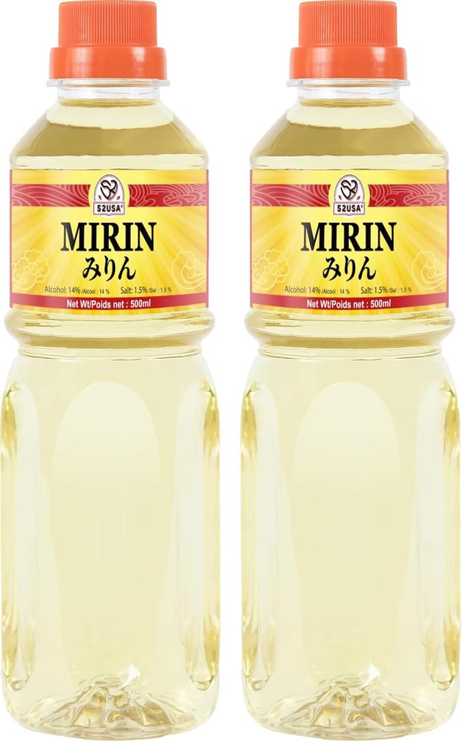 2 x 52USA Mirin Cooking Wine 16.9 FL OZ X2, Red Rice Cooking Wine & Seasoning Homemade Sauces, Marinades, Glazes, Salad Dressings, Sushi Rice, Ramen Noodles