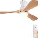 42 inch Flush Mount Ceiling Fans with Lights, Quiet Reversible DC Motor, High Hardness Moisture-Proof Blades, Modern Low Profile Ceiling Fan with Light for Outdoor Indoor Farmhouse