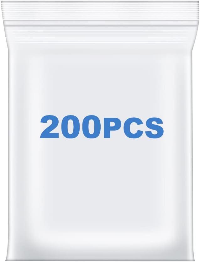 200 PCS 1.5" x 1.5" Thick 2.4 Mil Small Clear Zip Poly Bags Mini Plastic Reclosable Zip Seal Lock Bags Necklace Ring Coin Beads Jewelry Pill Zipper Bag