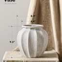 LE TAUCI 9.3" Ceramic Vase, Artisan Large White Ceramic Vase for Modern Farmhouse Home Decor, Substantial & Stable, Handcrafted Flower Vase, Living Room & Dining Room Table Centerpiece, Rustic White