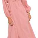 Petal & Pup Women's Riven-Long-Sleeve-Maxi-Dress-Pink (Medium)
