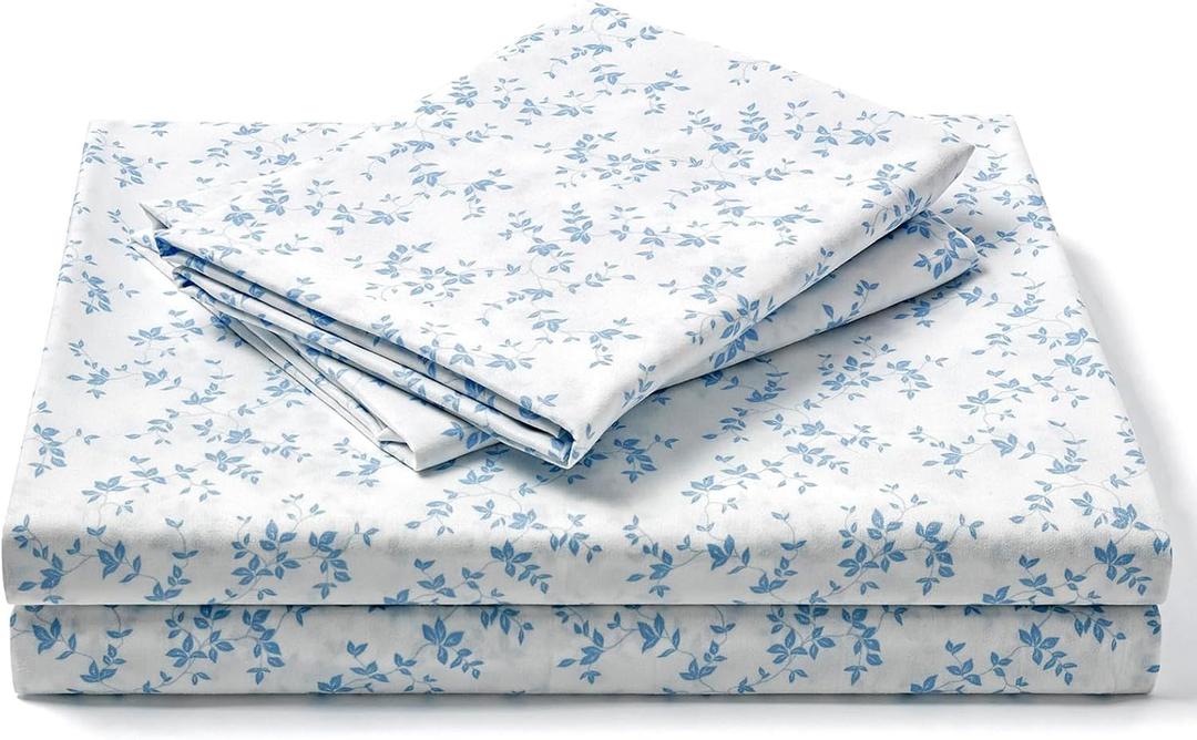 FreshCulture Floral Bed Sheets - Ultra Soft Twin Sheets Set - Brushed Microfiber Blue Floral Sheets - Deep Pockets up to 16" - Easy Care - Hotel Luxury 3 Piece Flower Printed Sheets Twin, Lille