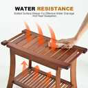 Teak Shower Chair Stool, 24" Shower Bench Seat, Wooden Bathroom Bench with Storage Shelf for Indoor & Outdoor Use