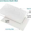 JUERLEN 2 Pack Diatomaceous Earth Shower Mat, Stone Bath Mat, Nonslip Super Absorbent Fast-Drying Hard Bath Mat for Bathroom Shower Floor, 24 x 16 inch, White Wave Design