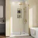 Bathbliss 52-54" W×72" H Shower Door Pivot, 1/4"(6mm) Thick Clear Tempered Glass with SGCC & ANSI, Reversible Installation Glass Shower Door, Brushed Gold