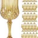 Plastic Wine Glasses Set, 7oz Vintage Goblets Shatterproof Unbreakable Reusable & Disposable, Drinking Glasses with Stem, for Wedding Outdoor Dinner Mother's Day Party (48pcs, Gold)