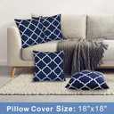 JMGBird Water-Resistant Outdoor Pillows Set of 2, 18x18 inch Durable Navy Blue Grid Pattern Throw Pillows with Inserts for Patio Furniture