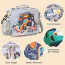 rockpapa Kids Lunch Bag for Kids with Strap, Waterproof, Stain & Oil-Resistant, Insulated LunchBag, Reusable Lunch Tote Bag Holds Lunch Box, Water Bottle & Snacks for School (Grey Constr Trucks)