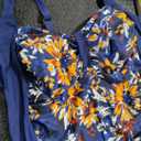 Halcurt Women's Plus Size Boyleg One Piece Swimsuit with Shorts Ruched Tummy Control Modest Bathing Suit (4X, Yellow Floral/Navy)