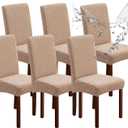 Genina Waterproof Chair Covers for Dining Room 6 Pack, Dining Chair Cover Removable Parson Chair Slipcover Chair Protectors Covers for Kitchen (Argyle-Khaki, 6 PCS)
