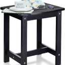 Y&M Outdoor Side Table, HIPS Adirondack Small Single Table, Waterproof Square Outside Table, Balcony Modern End Tables for Patio, Pool, Beach, Porch, Deck, Indoor or Outdoor Use, Black