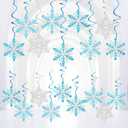20 Pcs Winter Snowflake Hanging Swirl Decoration Christmas Hanging Whirls Ceiling Decor for New Year Wedding Baby Shower Party Supplies(Blue)