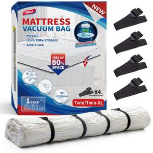 TAILI Mattress Vacuum Bag, Twin/Twin-XL Mattress Vacuum Storage Bag with 4 Straps, Sealable Bag for Memory Foam, Latex, Easy Moving, Transport and Storage