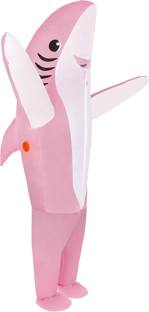 KMiKE Inflatable Shark Costume for Adult(Kids) Funny Halloween Costumes Fantasy Cosplay Blow up Costume (Pink)