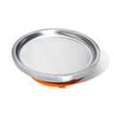 Avanchy Open Baby Plates with Suction – Stainless Steel Divided Plates for Toddlers, BPA-Free, Dishwasher Safe, Unbreakable, Non-Toxic, 100% Silicone Suction – Orange 