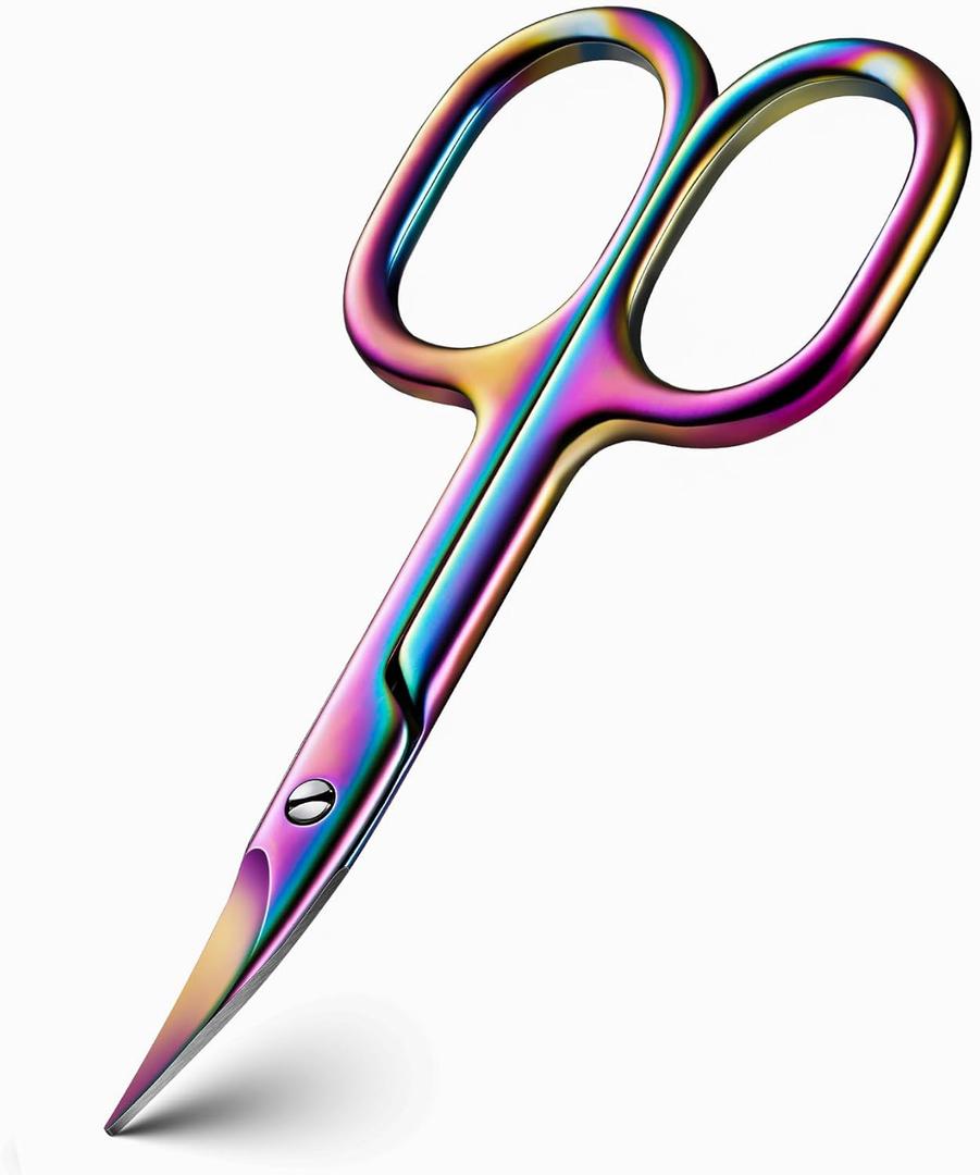 BEZOX Curved Nail Scissors  Fingernail Toenail Scissor for Women, Small Manicure Scissors for Thick Nails, Ultra-Sharp Curved Blades for Precision Grooming - Rainbow
