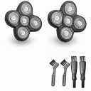 2Pcs 5 Head Shaver Replacement Blades for Freebird Head Shaver, Universal 5 Blades Shaver Replacement Heads for Electric Razor Shaver Head, Bald Men Freedom Grooming Head and Face, Black (1 Count (Pack of 2))