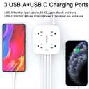 15 Ft Surge Protector Power Strip - 8 Widely Outlets with 4 USB Ports, 3 Side Outlet Extender with 15 Feet Extension Cord, Flat Plug, Wall Mount, Desk USB Charging Station, ETL, White
