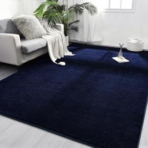 Area Rugs for Bedroom Living Room, Navy Blue Super Soft Comfy Thickened Memory-Foam Indoor Carpets, Modern Aesthetic Minimalist Carpet for Boys Girls Adults Apartment Nursery Home Décor 5x8