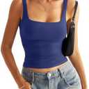 Eachyes Womens Square Neck Double Lined Tank Tops Low Back Fitted Sleeveless Tops Size L