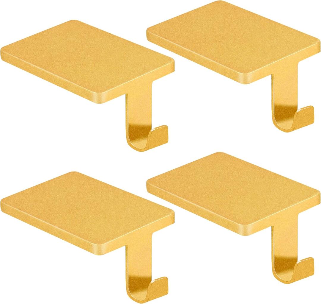 4 Pcs Gold Christmas Metal Stocking Holders, Non-Slip Heavy Duty Mantle Hangers Weighted Iron Hooks for Fireplace Tabletop Shelf Xmas Holiday Decoration