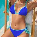 American Trends Women String Triangle Bikini Set Swimsuit Two Piece Bathing Suit Cheeky Swim Suit Swimwear (Blue, S)