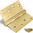 Komsen 3 Pack Ball Bearing Door Hinges,4in x 4in Door Hinges,Heavy Duty Stainless Steel Door Hinges for Exterior & Interior Doors,Smooth and Quiet, Non Removable Pin (Gold)