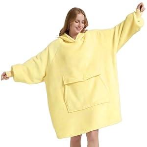 Krifey Wearable Blanket Hoodie, Oversized Sherpa Hooded Blanket for Adults