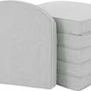 Outdoor Chair Cushions, Fade-Resistant & Water-Resistant, D Shaped Patio Furniture Seat Chair Pads Replacement with Ties, Non-Slip Bottom, Removable Cover, Set of 6, 18.5 x 16 Inch, Light Grey