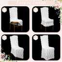 Moukeren 12 Pcs White Rosette Throne Chair Cover Satin Rosette Stretch Banquet Spandex Fitted Chair Cover for Wedding Party Banquet Catering