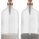 32 oz Glass Pump Bottle Rustproof Stainless Steel Pump, Funnel, and Lids. Modern Farmhouse Vintage Jar, Large Glass Shampoo Bottles with Pump and Laundry Soap Dispenser  Rose Gold