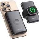 Mavulo 2 in 1 Wireless Portable Charger for Apple Watch and iPhone, 12000mAh Magnetic Power Bank 20W USB C Fast Charging Battery Pack for iPhone 16 15 14 13 12 Series Travel iWatch Charger