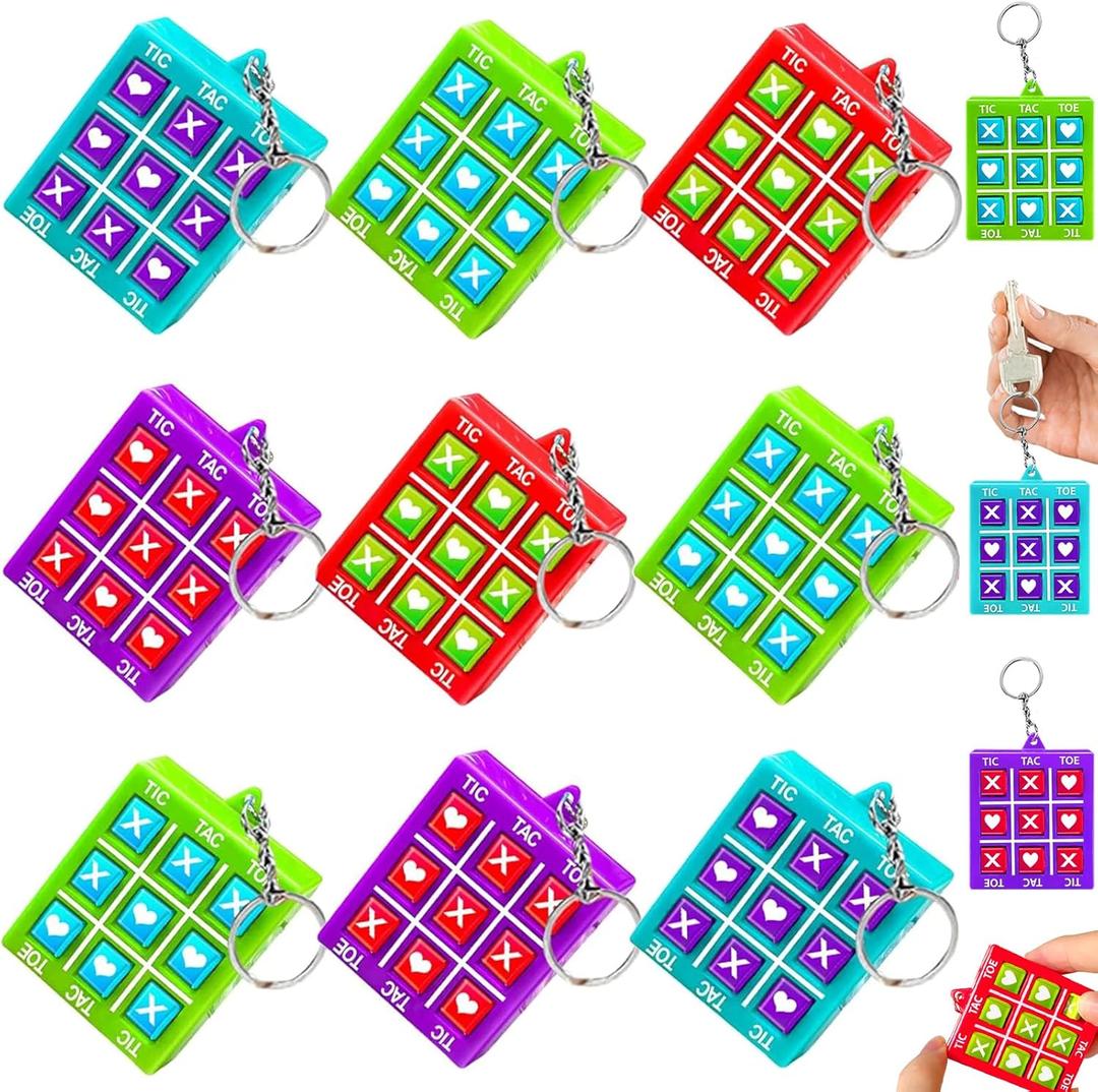 24 Pack Tic Tac Toe Games Birthday Party Favors Goodie Bags Easter Basket Stuffers for Teens Boys Girls Tic Tac Toe Keychain Classroom Exchange Gifts School Prizes, Easter Egg Hunt Pinata Filler