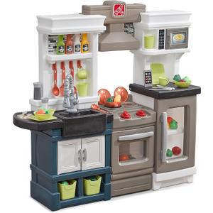Step2 Modern Metro Kitchen Set for Kids Includes 30+ Toy Kitchen Accessories, Interactive Features for Pretend Play Indoor/Outdoor Toddler Playset Dimensions 44.75" H x 46.5" W x 13.5" D