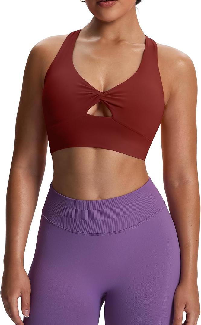 Aoxjox Women's Workout Sports Bras Twist Front Fitness Training Gym Bra Yoga Crop Lola Tank (L)