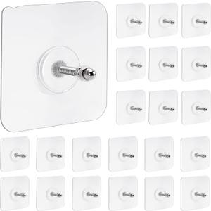 20pcs Adhesive Wall Mount Screw Hooks, Heavy Duty Adhesive Hooks, Seamless Screws for Wall Mount Shelf, Kitchen Bathroom Home Office, 14 mm/13 lbs(Max)