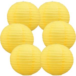 BEISHIDA 12-Inch Yellow Round Paper Lanterns Decorative Hanging Asia Chinese Japanese Paper Lanterns Lamp for Birthday Halloween Wedding Baby Bridal Shower Fall Home Decor Party Decoration（6 Packs）