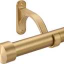 1-Inch Diameter Curtain Rod, Adjustable Rod Set with Premium Aluminum Brackets and Finials, Single Heavy-Duty Curtain Rods for Windows (Brushed Gold, 16-28")