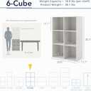 Homes: Inside + Out Apexa 6-Cube Storage Organizer Shelves, Stackable Wood Bookcase Fits Cubby Bins for Organization, Dorm Teen Room Decor & Home Office, White
