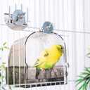 Bird Bath for Cage  Multi-Functional Parakeet Bath Box with Convenient Bottom Drawer, Acrylic Material, Perfect for Breeding and Various Birds (Gray)