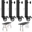 Table Leg Extender with casters, Adjustable Metal Table Leg Extender, Table Leg Extender for Straight and Curved Legs, 2 Levels/Height can Extend 6.3"-7.9" (4pcs) (Extends up to 7.9 inches)