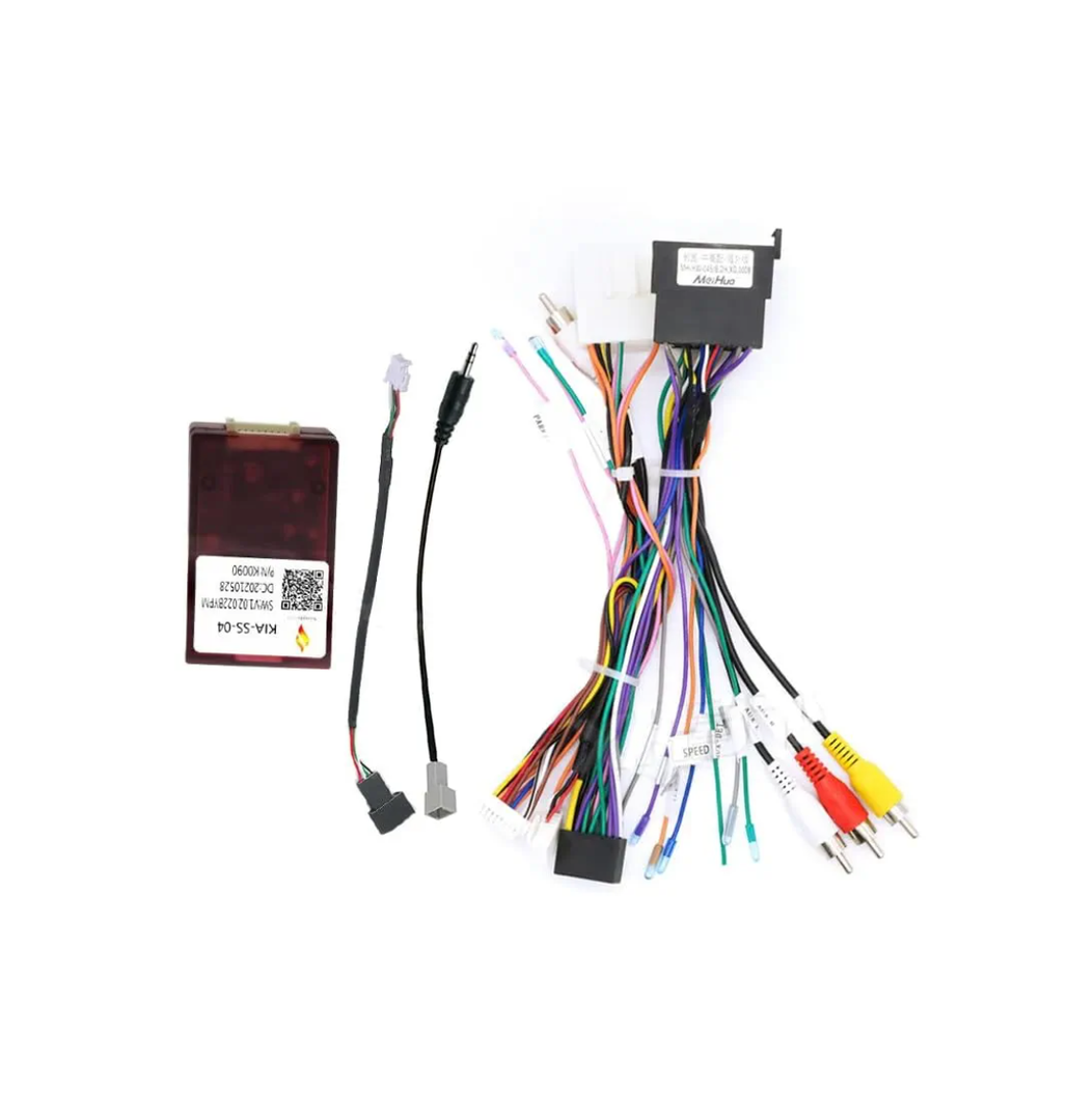 16pin Car Stereo Radio Power Retrofit Wiring Harness Cable Adapter fits for Hyundai IX35 Tucson 2 Azera Kia Sportage Sorento w/ 24p OEM Backup Camera & Factory Amplifier