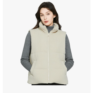 Women Corduroy Vest Quilted Warm Cotton Jacket Thickening Outerwear, Size XL