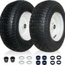 2-PACK 16x6.50-8" Front Tires and Wheels Assembly w/Grease Fitting, 3/4" & 5/8" Bearings and 3"-6" Centered Hub 16" Replacement for Riding Mower, Garden Tractor Garden Cart, Wagons