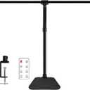 LED Desk Lamp for Office Dorm Home - Eye Caring Desk Light with Timer, Remote Control 24W Brightest Dual Screen Computer Monitor Gooseneck Dimmable Table lamp with Anti-Glare Cover Clamp & Base